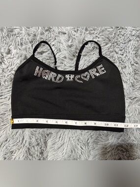 Hardcore Black Crystal Logo Sport Bra